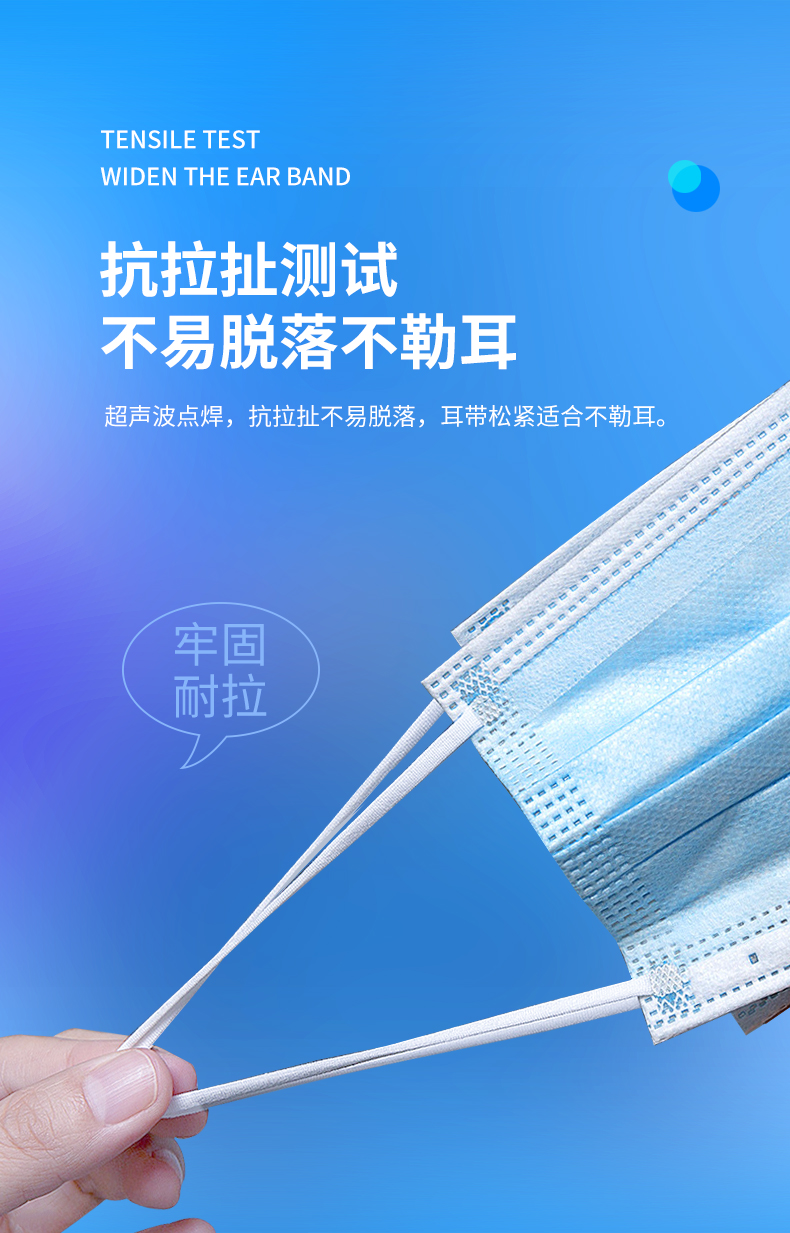 100一次性医用口罩独立装三层医护透气女薄款防外科级蓝色共100片非