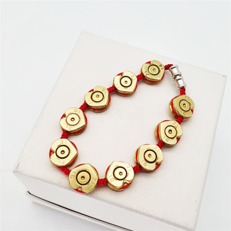 创意子弹壳工艺品送女友战友朋友子弹壳高精爱心生肖兵哥哥红绳手链