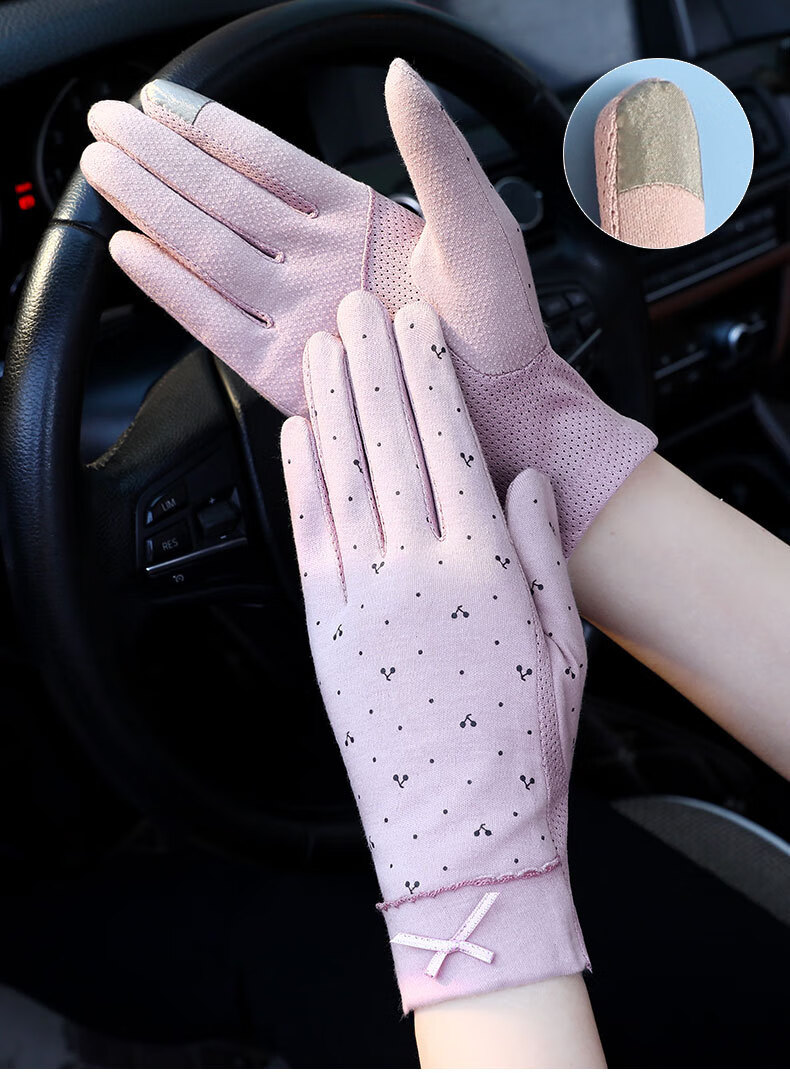 新款防晒手套女夏季触屏防滑薄款开车骑车遮阳棉线手套 115a黑色 均码