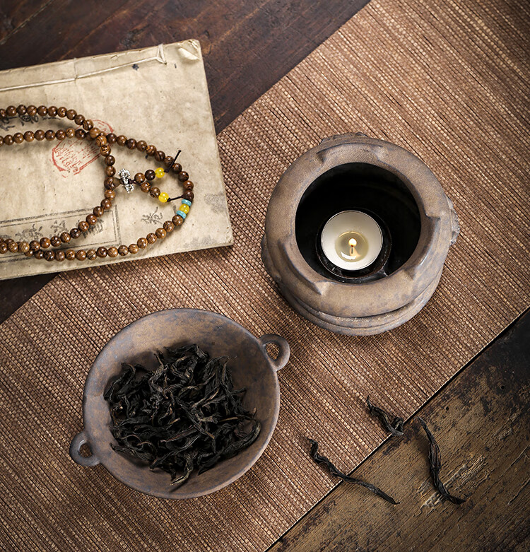 lism复古金釉烘茶器陶瓷温茶醒茶器蜡烛烤茶叶提香焙茶器茶道配件鎏金