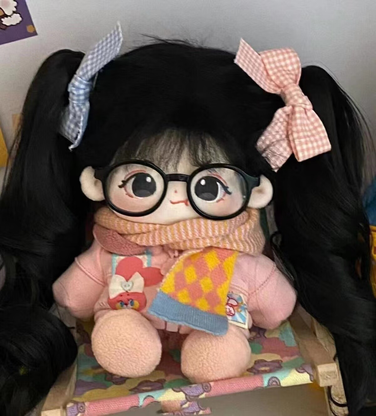 古力古力棉花娃娃难哄 难哄20cm厘米棉花娃娃 无属性黑色直炸毛裸娃