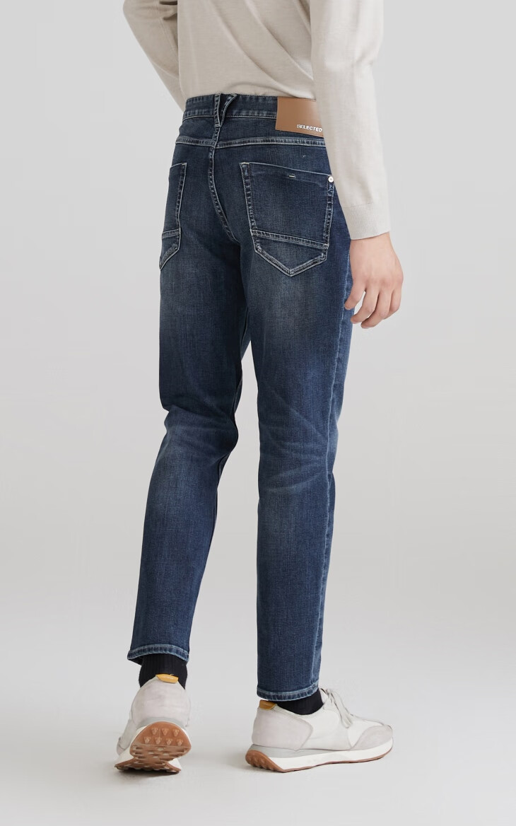 selected思莱德新深色休闲猫须纹牛仔裤男s421432027牛仔蓝17076asr