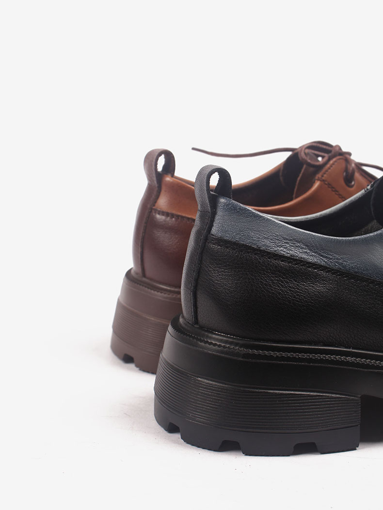 佰诗奴女鞋2021年春季新款牛皮小皮鞋英伦风中跟方跟圆头百搭单鞋