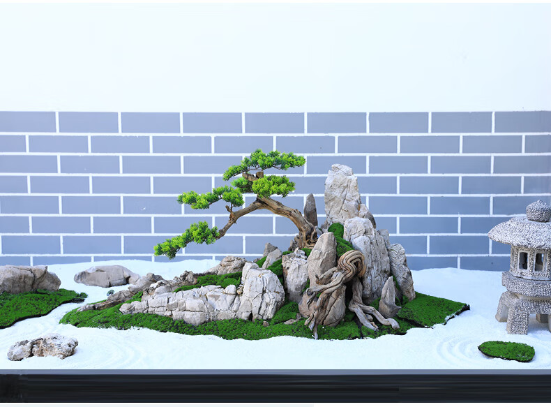 禅意日式枯山水景观石室内造景户外庭院小品石钵假山置石水盆流水 枯