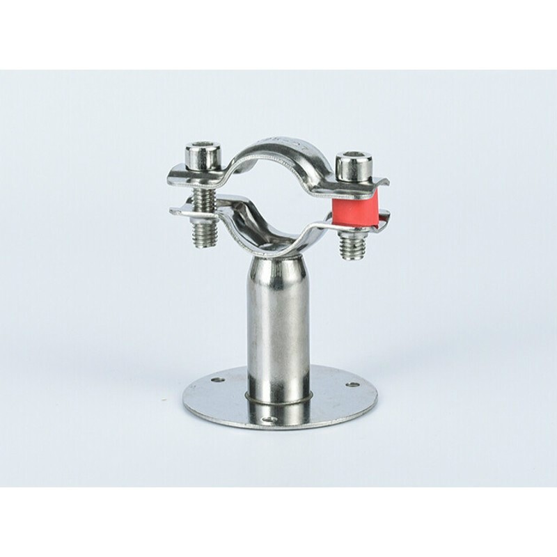 304不锈钢管支架带底盘管夹管箍 水管管道固定带底座管卡抱箍管托 152