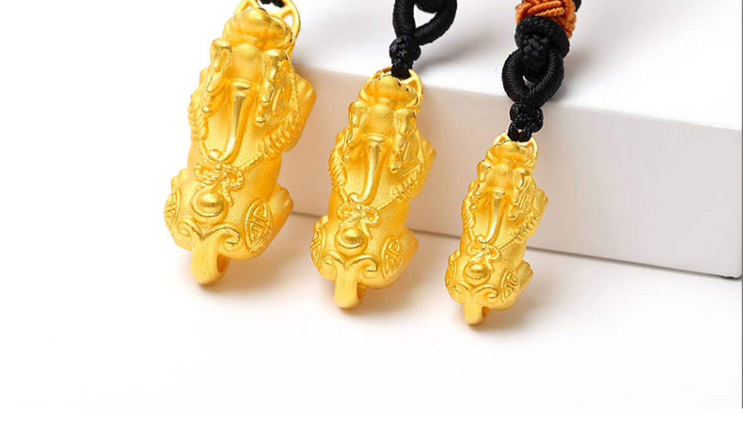 老鳯祥云同款黄金貔貅吊坠女999足金3d硬金本命年金项链男士编绳挂坠