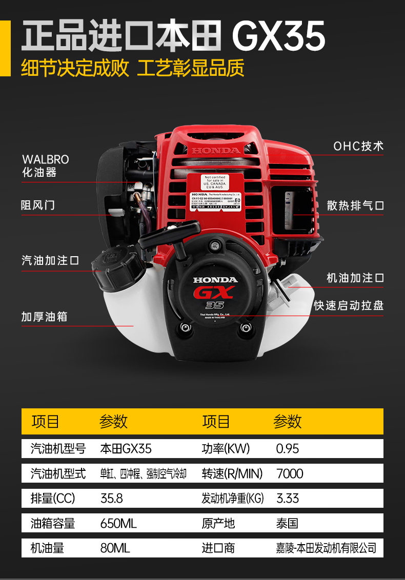 进口本田gx50动力割草机汽油四冲程背负式打草机多功能开荒除草机 9.