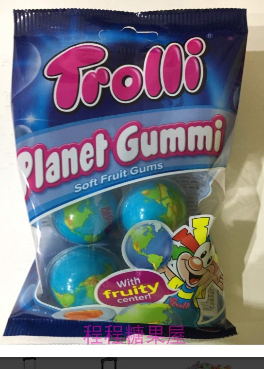 酸酸糖抖音同款trolli爆浆眼珠口力地球夹心水果软糖德国进浆眼珠90g2