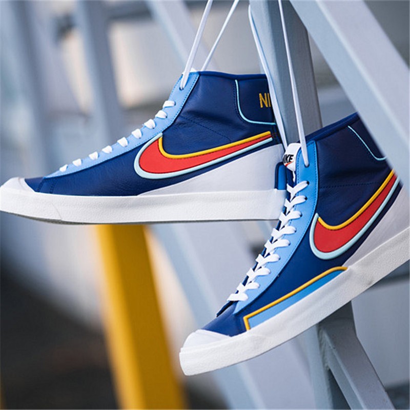 nike耐克 blazer mid 多彩拼色麂皮双面阴阳涂鸦黑钩全息镭射晕染上海