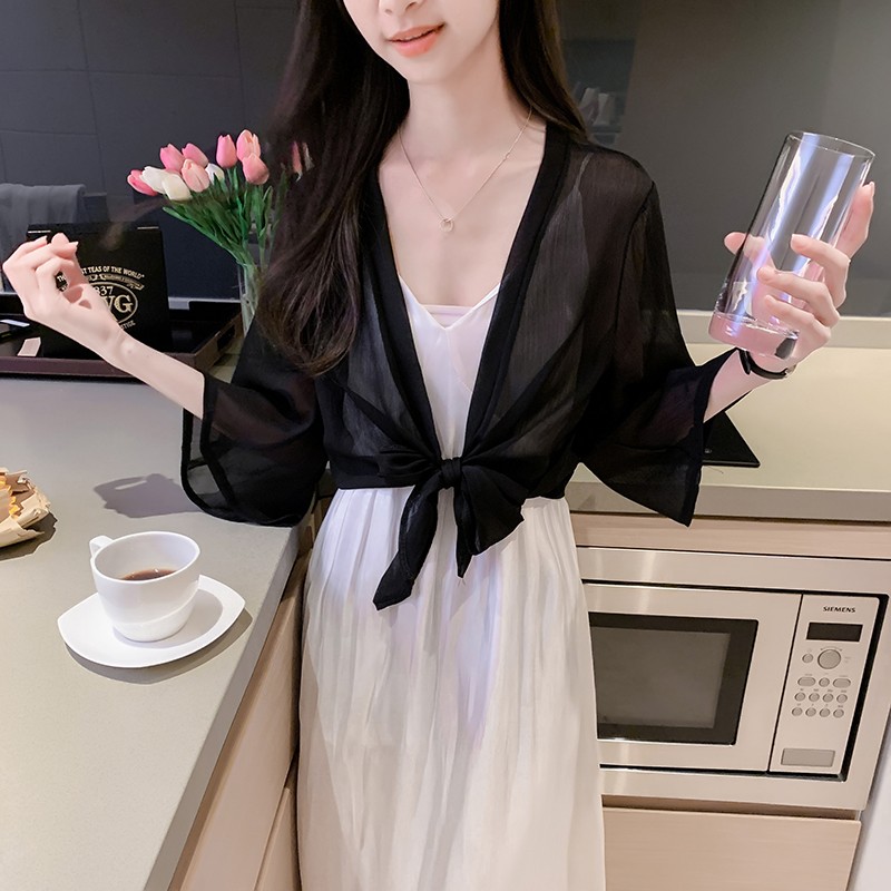 明星同款配吊带子雪纺衫小披肩薄款外套开衫防晒上衣女2021新款夏季外