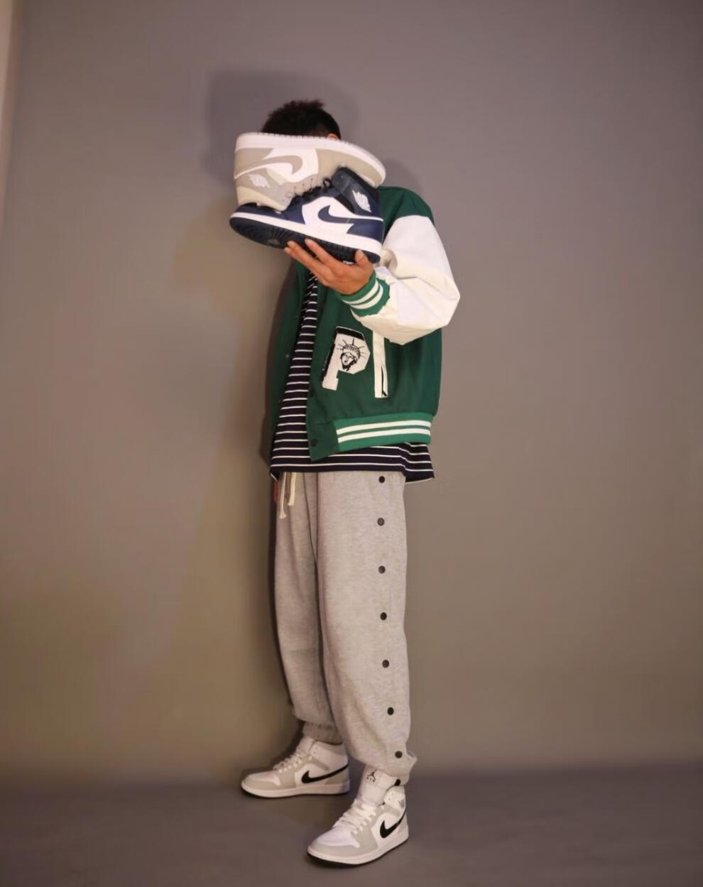 鞋中帮黑曜石全明星黑白熊猫小禁穿烟灰扣碎篮板 aj-mid-红白芝加哥