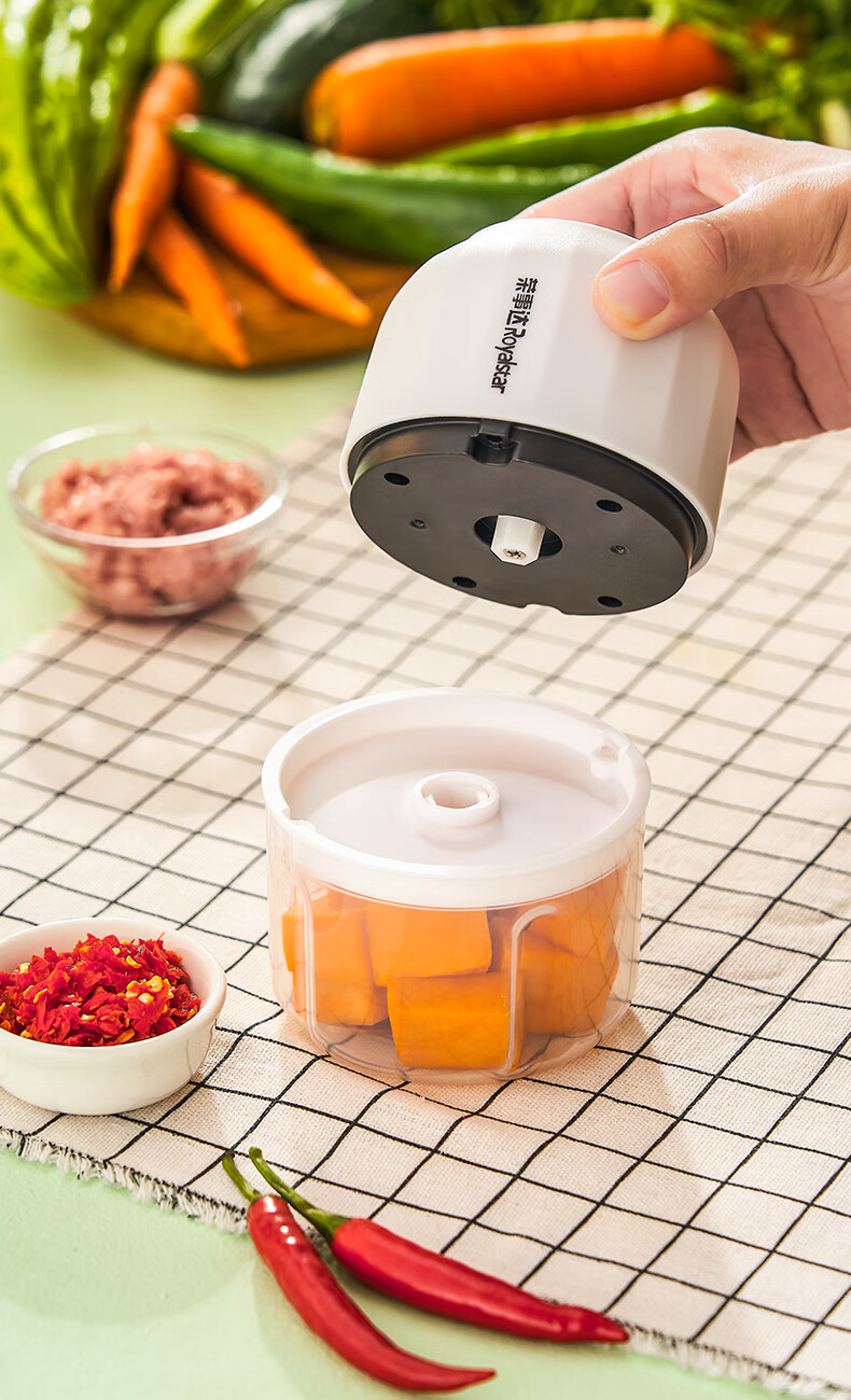 荣事达royalstar小型绞肉机家用电动拉蒜器厨房切肉切菜搅碎机辅食