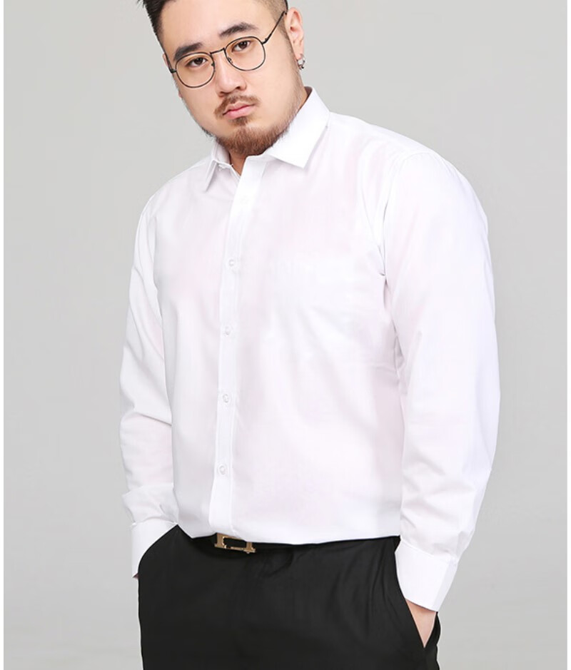 肚子衬衫】男士加肥加大秋冬季衬衣长袖商务正装职业装特大码胖子宽松