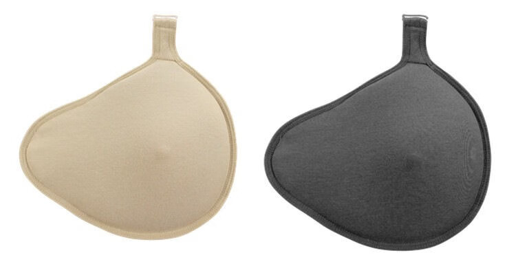 癌术后文胸凹底透气硅胶假胸假乳房保护胸垫女透明0581三角形黑色挂钩