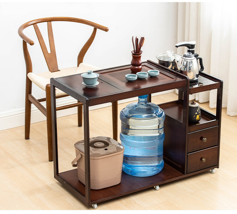 捷时越移动茶台实木移动茶桌家用小茶几茶台边柜实木阳台泡茶车茶具
