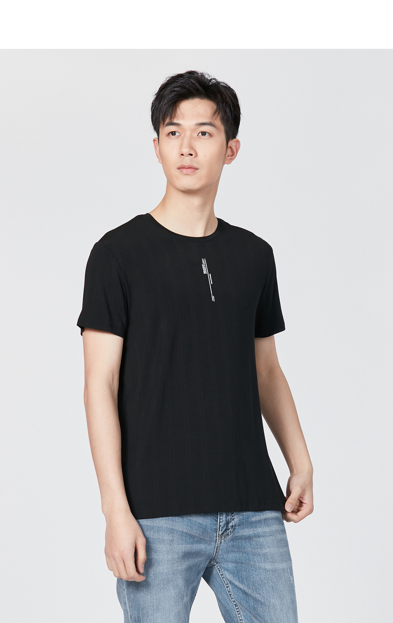 利郎短袖t恤男圆领莫代尔弹力舒适2021夏季新品内衣t恤 黑(20xny20901