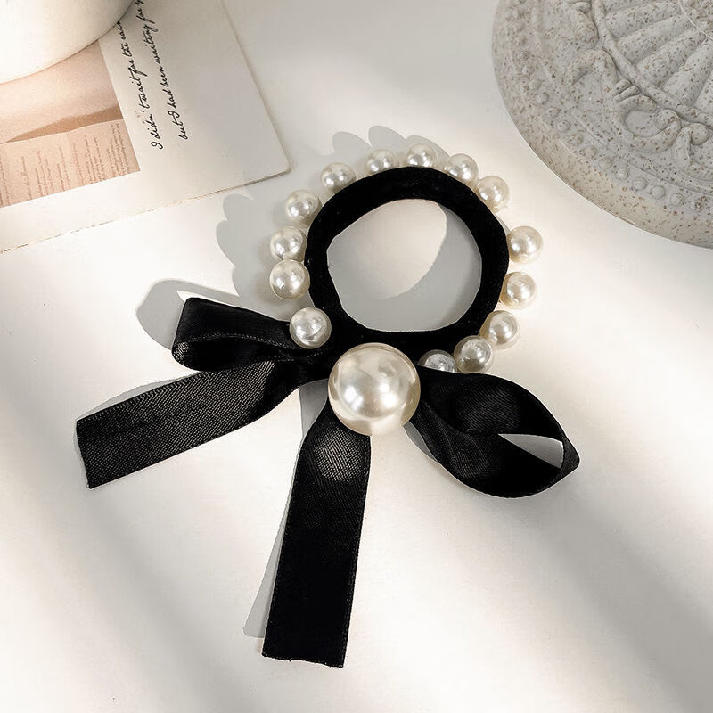 网红珍珠头绳ins女气质百搭发绳韩国高弹粗橡皮筋扎头发圈蝴蝶结芭