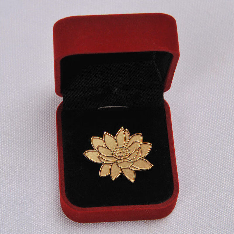 徽章胸章纪念章胸针胸牌制作金属佛教莲花胸徽 金莲花【图片 价格