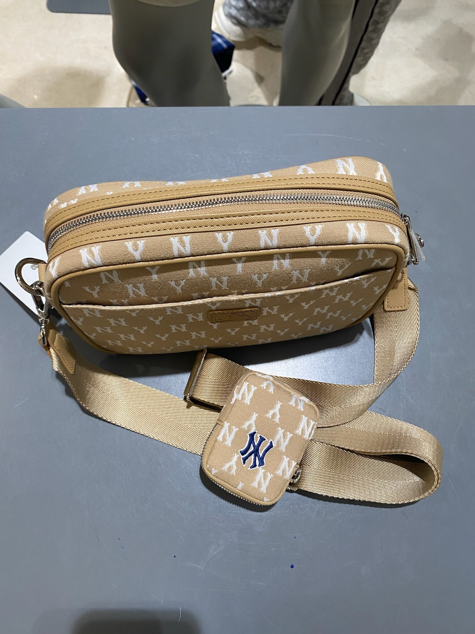 轻奢高端韩国mlb斜挎包ny老花满标单肩包男女同款经典子母包休闲百搭