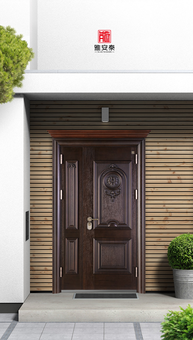 雅安泰雅兰中式风格甲级防盗门入户门大门进户门别墅门人脸识别智能锁