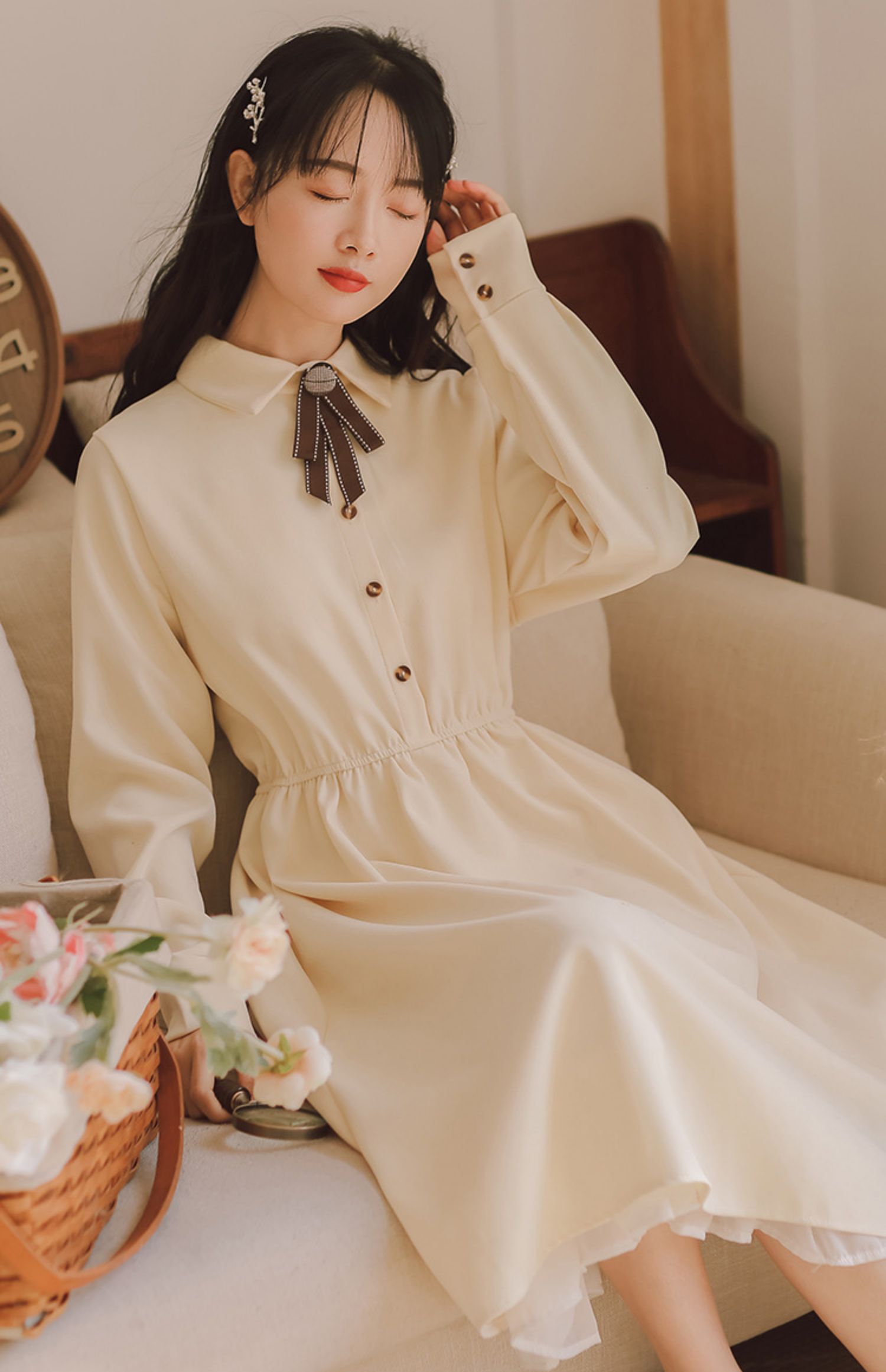 2021年早春新款女装春秋森系裙子温柔风法式连衣裙女显瘦气质长裙