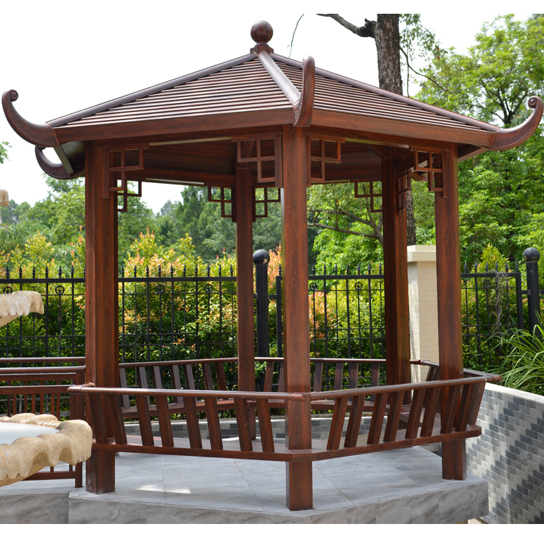 中式铝合金凉亭户外休闲小区别墅花园亭子室外公园景观亭茶水亭 3.