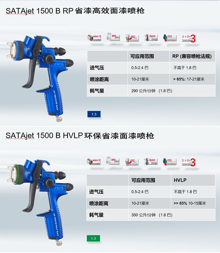 精选好货定制喷枪萨塔德国萨塔喷枪jet1500brphvlp汽车面漆枪1000111