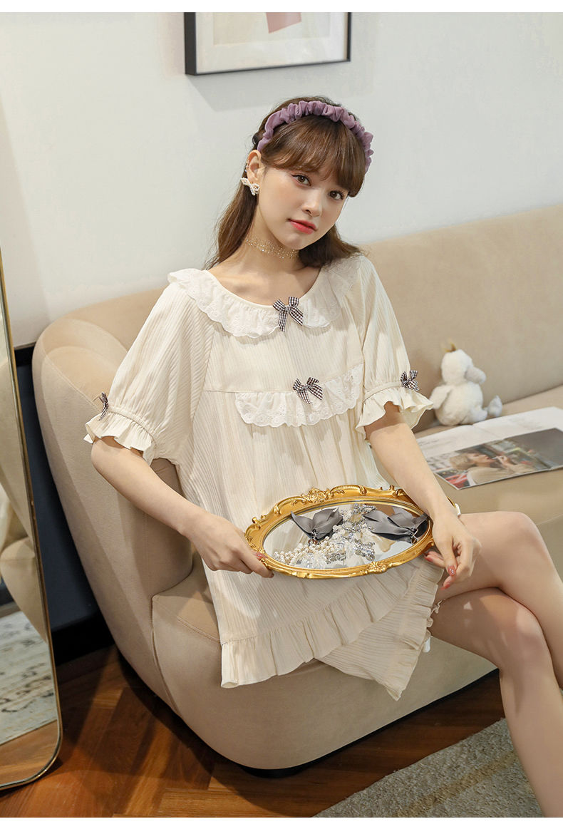 女士夏季睡衣套装宫廷睡衣女夏季短袖学生套装可爱少女士夏天薄款公主