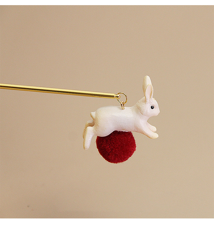 少女古风发簪简约可爱玉兔盘发器日系发钗气质日常簪子复古优雅发夹