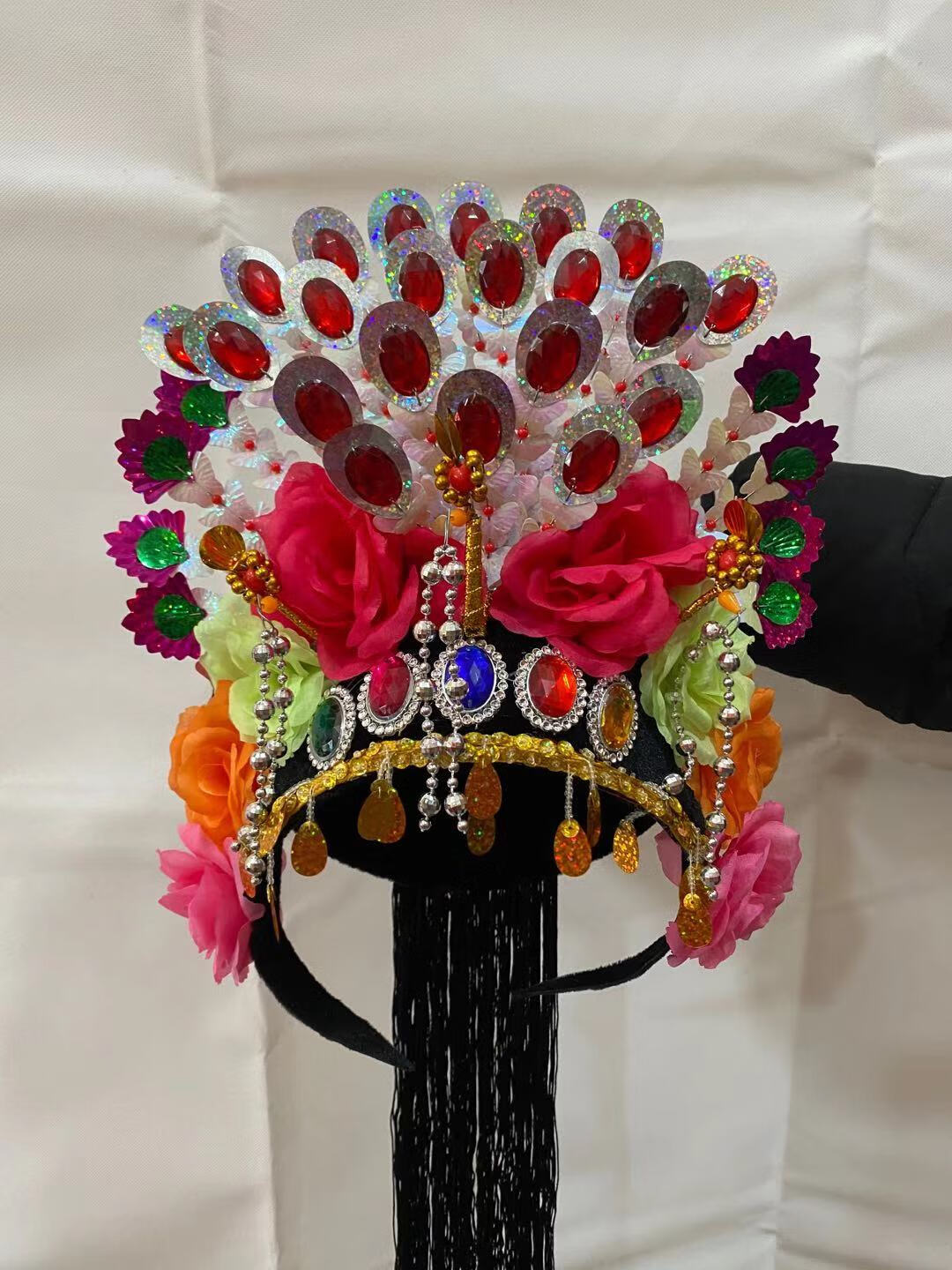 佧森滋新款扭秧歌大头饰民族广场舞蹈头饰戏剧戏曲影视花旦跳舞头花