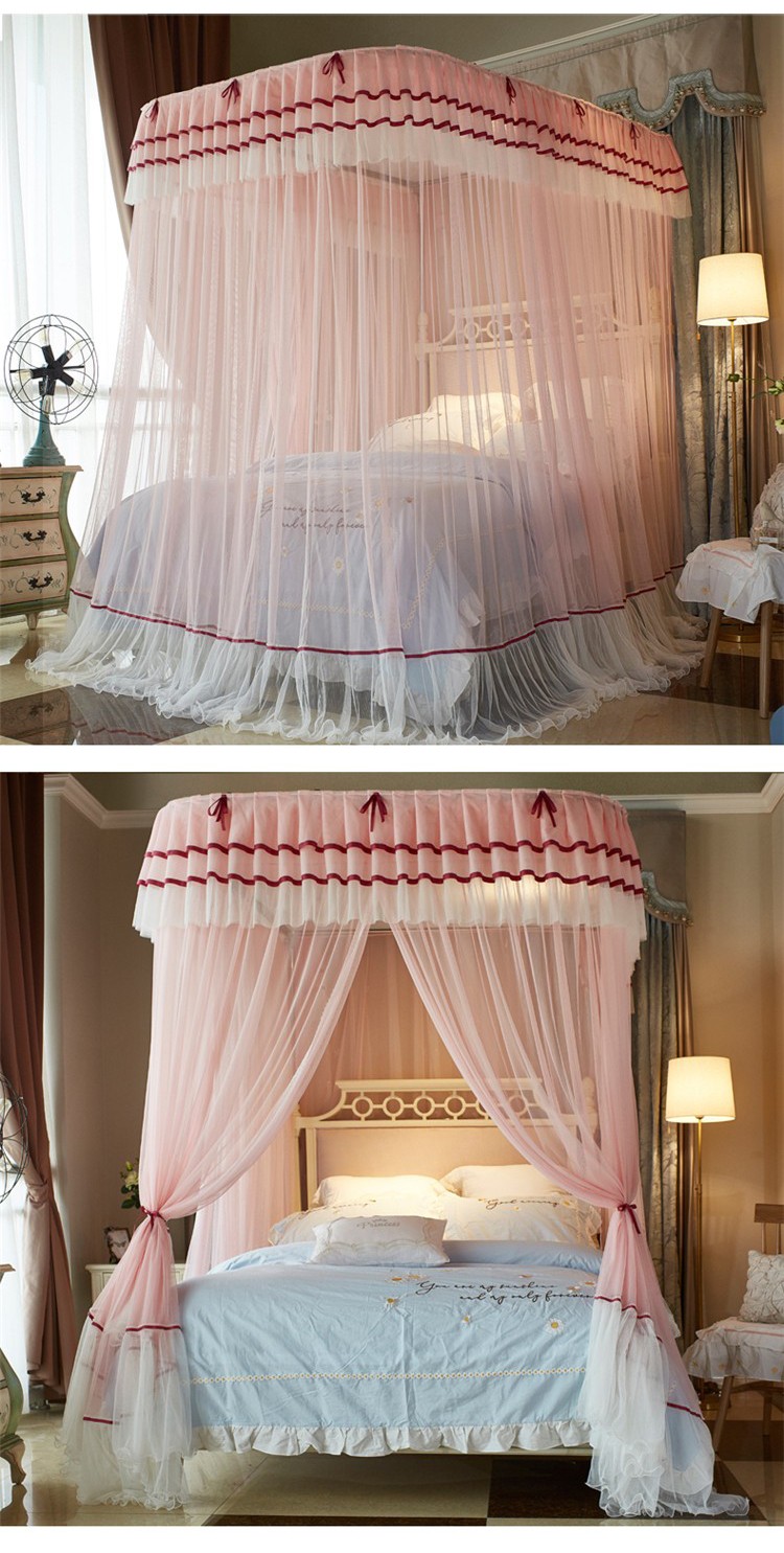 恒源祥fazeya家纺新款蚊帐家用18米20米高档u型轨道支架床帘一体式床
