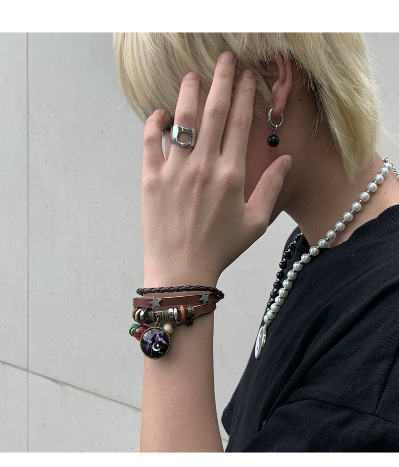 手链女新款原宿风高街小众设计感高街嘻哈手工编织绳手链复古手链紫色