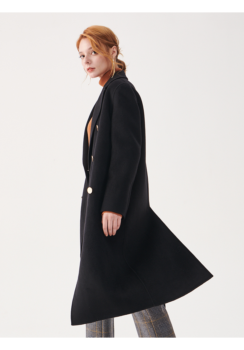 scofield 衣恋官方集团依恋女装秋冬款v领简约通勤双排扣羊毛毛呢大衣