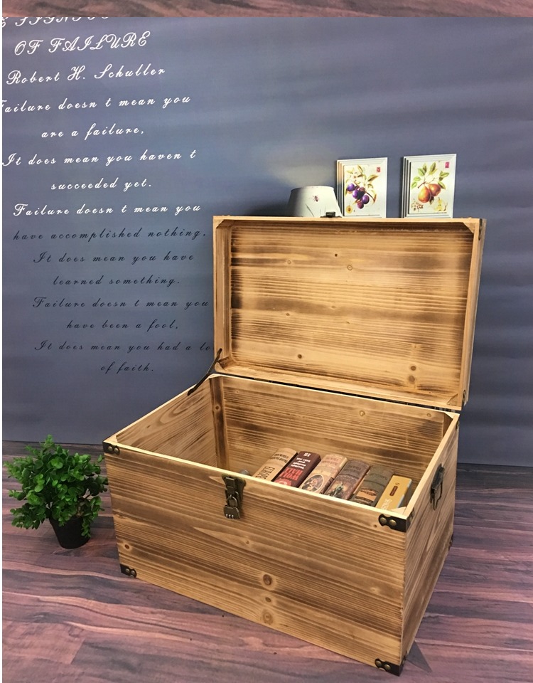 复古木箱子带锁实木盒定制仿古箱子装饰旧木箱超大号储物箱收纳箱中国