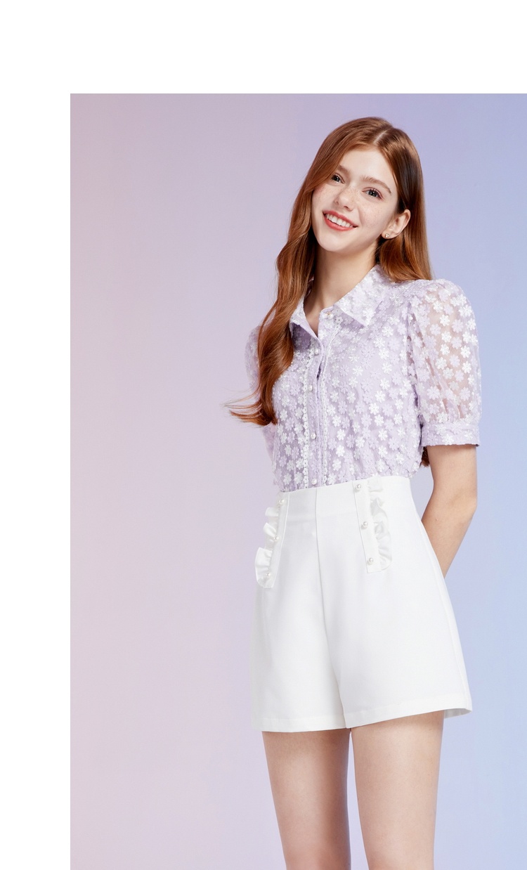 秋水伊人衬衫夏装2020年新款女装时尚港风甜美衬衫女 紫色 s