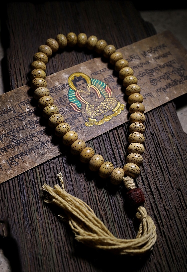 森洲原生态天然老料鸡油黄星月菩提子佛珠手串男士女盘玩手链手持原