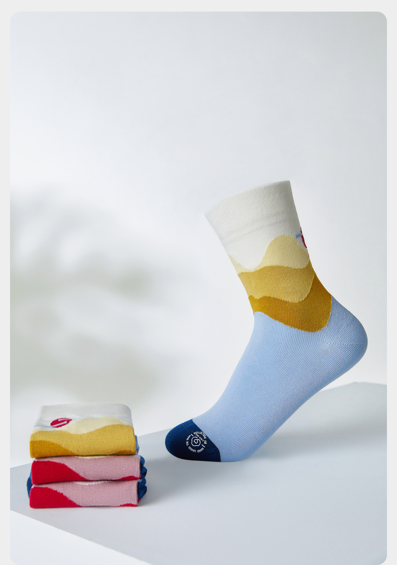 全棉时代2022春情侣款柔软透气精梳棉纯手工接缝袜子1双装藏蓝022