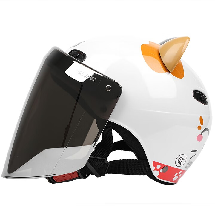 招财招财猫头盔 evo新款招财猫白色哈雷电动摩托车头盔男女安全帽防晒