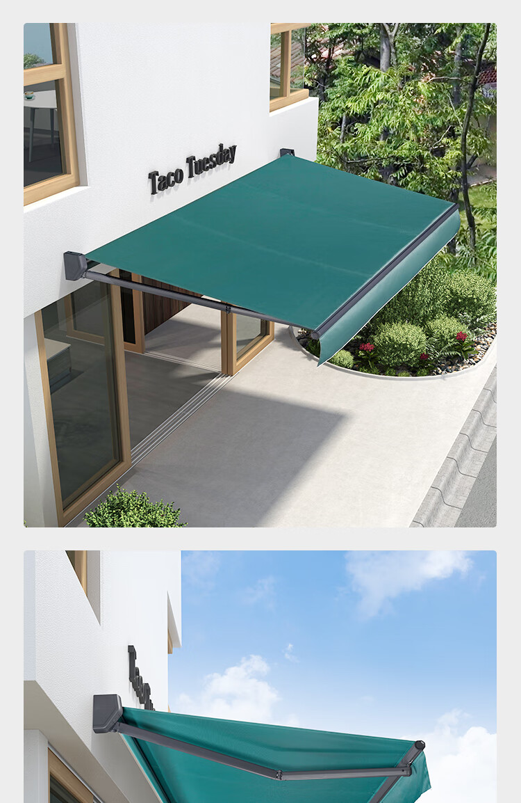 户外阳台折叠手摇伸缩门面遮阳棚商铺防雨门头别墅院子收缩遮雨棚 宽4