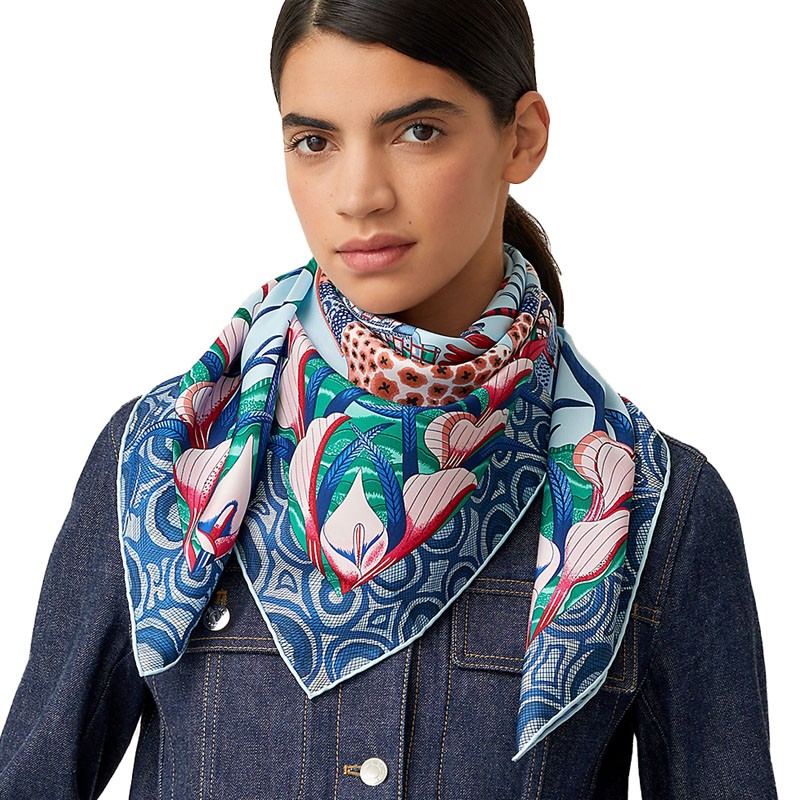 hermes爱马仕赞比西河的庆典印花女士丝巾礼物h002987s 14预售【图片