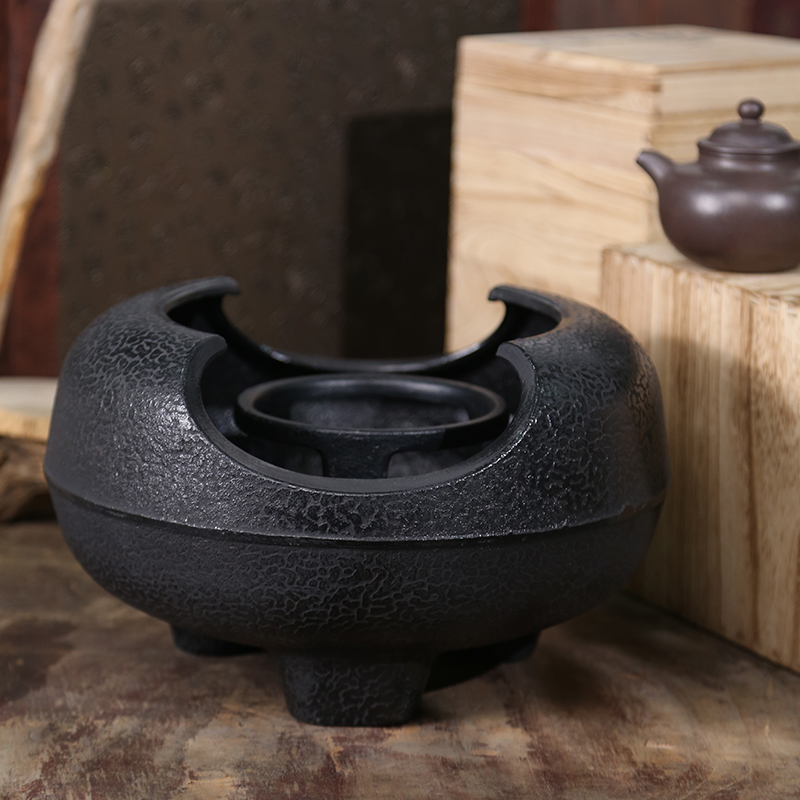 煮茶炉烧炭铸铁老火钵炭炉纯手工铁炉煮茶炭炉大号烧炭炉取暖铸铁风炉