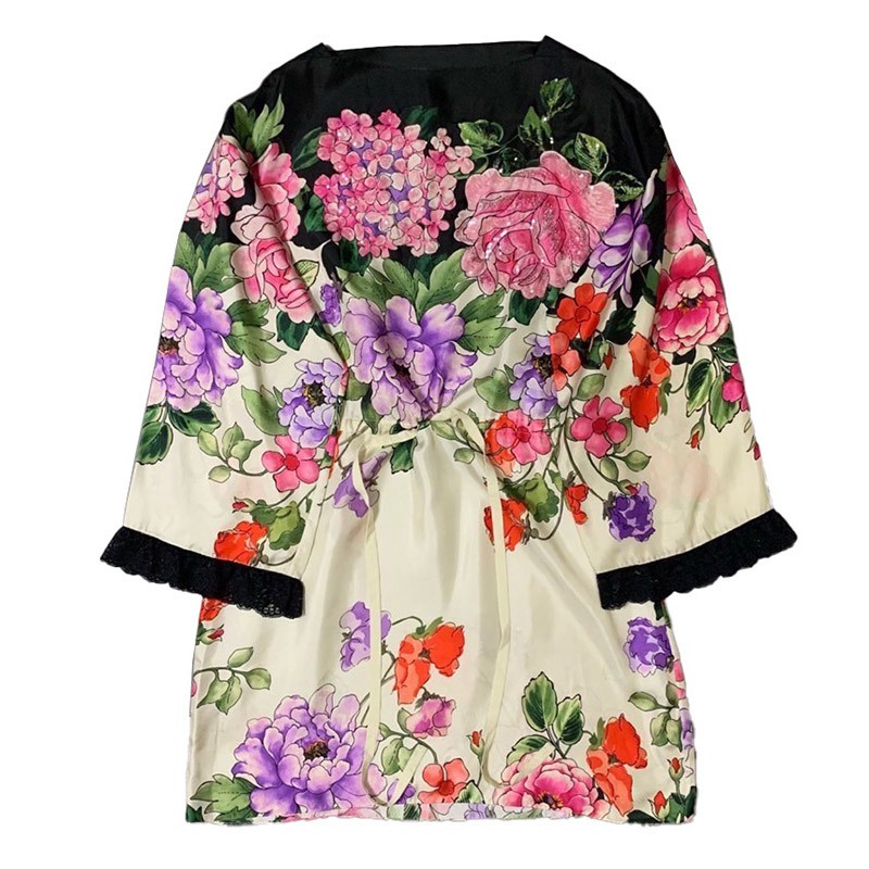 gucci真丝花卉连衣裙印花40