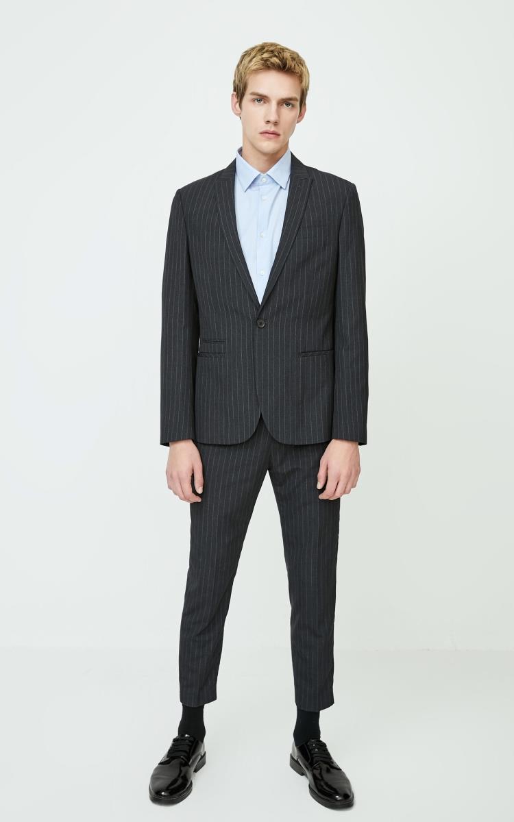 jackjones杰克琼斯春季男商务休闲条纹撞色翻领西装外套220172502 g04