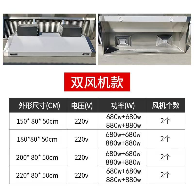 商用小型飯店廚房不鏽鋼排煙罩風吸商用抽油煙機 100*80*45釐米單風機