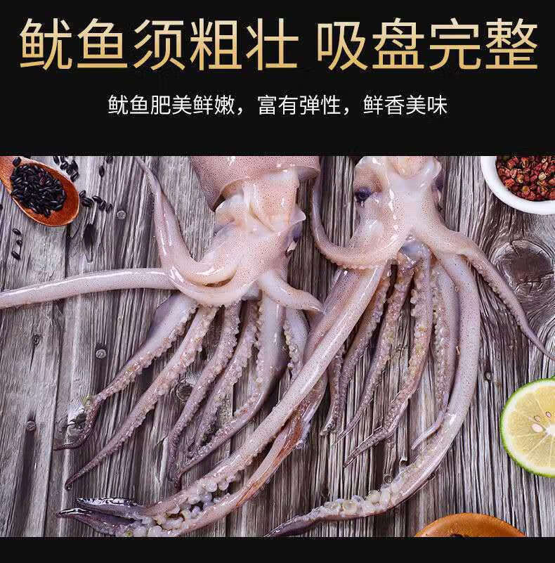 德薇格 大鱿鱼冻货整只新鲜冷冻鱿鱼批发火箭鱿鱼鲜鱿鱼鱿鱼须鱿鱼头