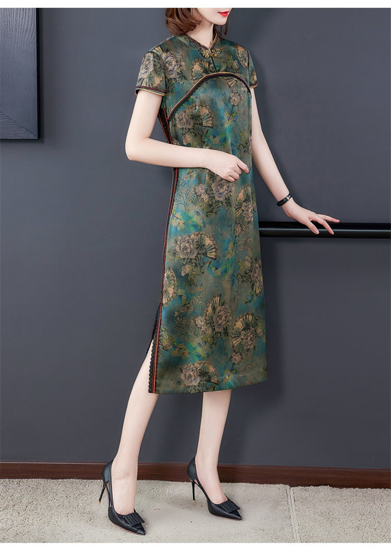 定制香云纱改良旗袍连衣裙女夏2021新款高端气质贵夫人真丝桑蚕丝裙