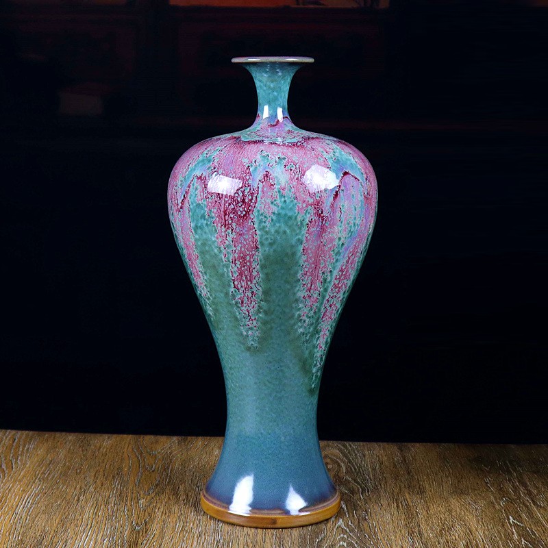 瓷晟花瓶花插仿古钧窑瓷书房新款钧瓷花瓶景德镇陶瓷器家居装饰艺术品