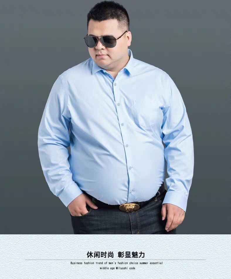 200斤300斤大肚子胖哥胖人特大号衬衫男宽松休闲加肥加大码胖子肥佬