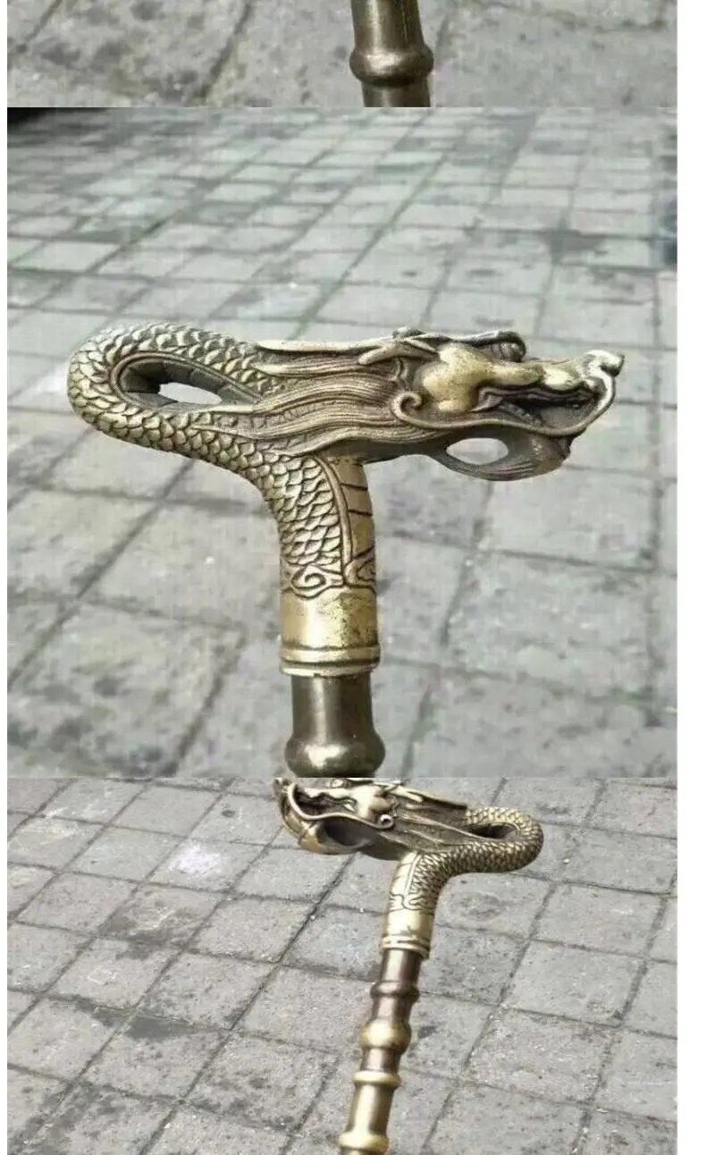 古玩铜器纯铜龙头拐杖拐棍铜拐杖手杖老人拐杖老人收藏工艺礼品 老鹰