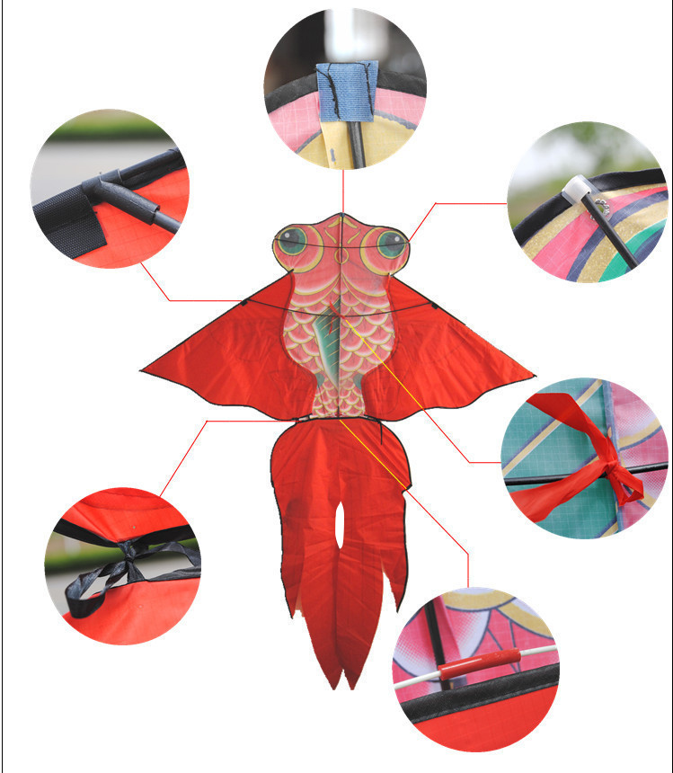 潍坊风筝红金鱼儿童卡通三角大风筝线轮带线易飞初学者可批发 1.
